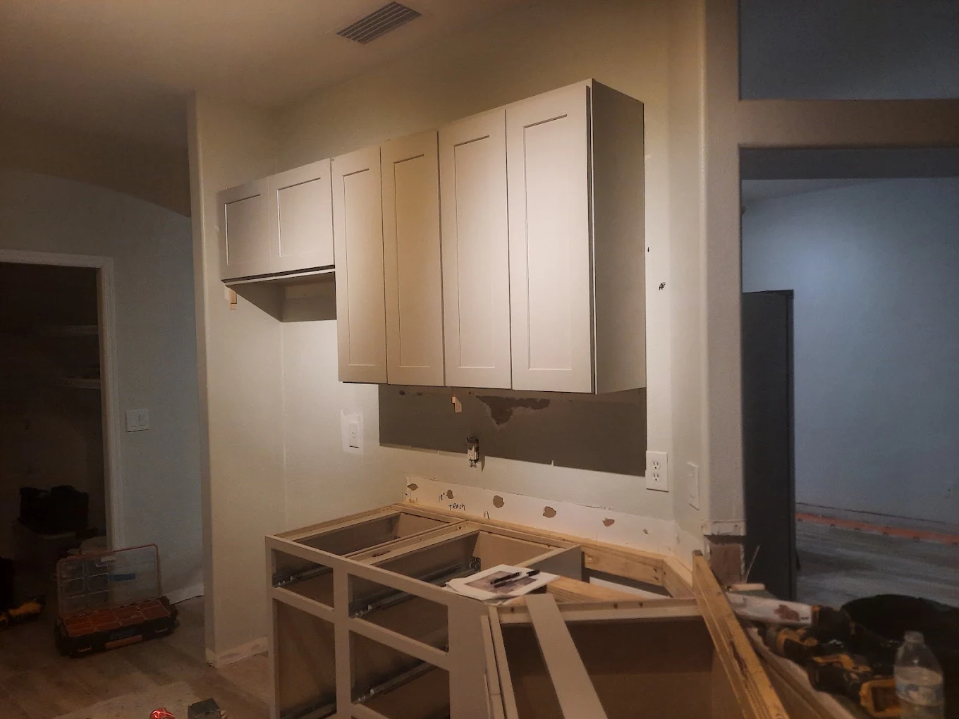 Kitchen remodeling with shaker cabinets in progress by J Castillo Construction